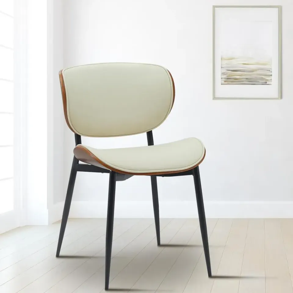 CLP Set van 2 Eetkamerstoel Enid Kunstleer - walnoot/creme Best