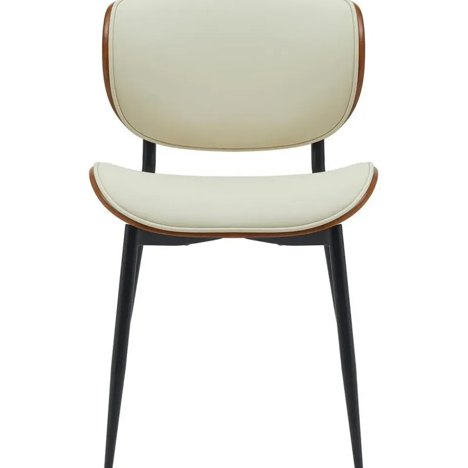 CLP Set van 2 Eetkamerstoel Enid Kunstleer - walnoot/creme Best