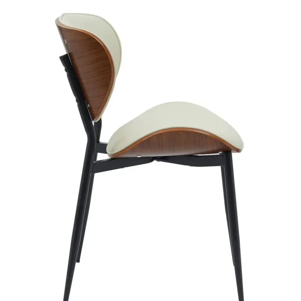 CLP Set van 2 Eetkamerstoel Enid Kunstleer - walnoot/creme Best