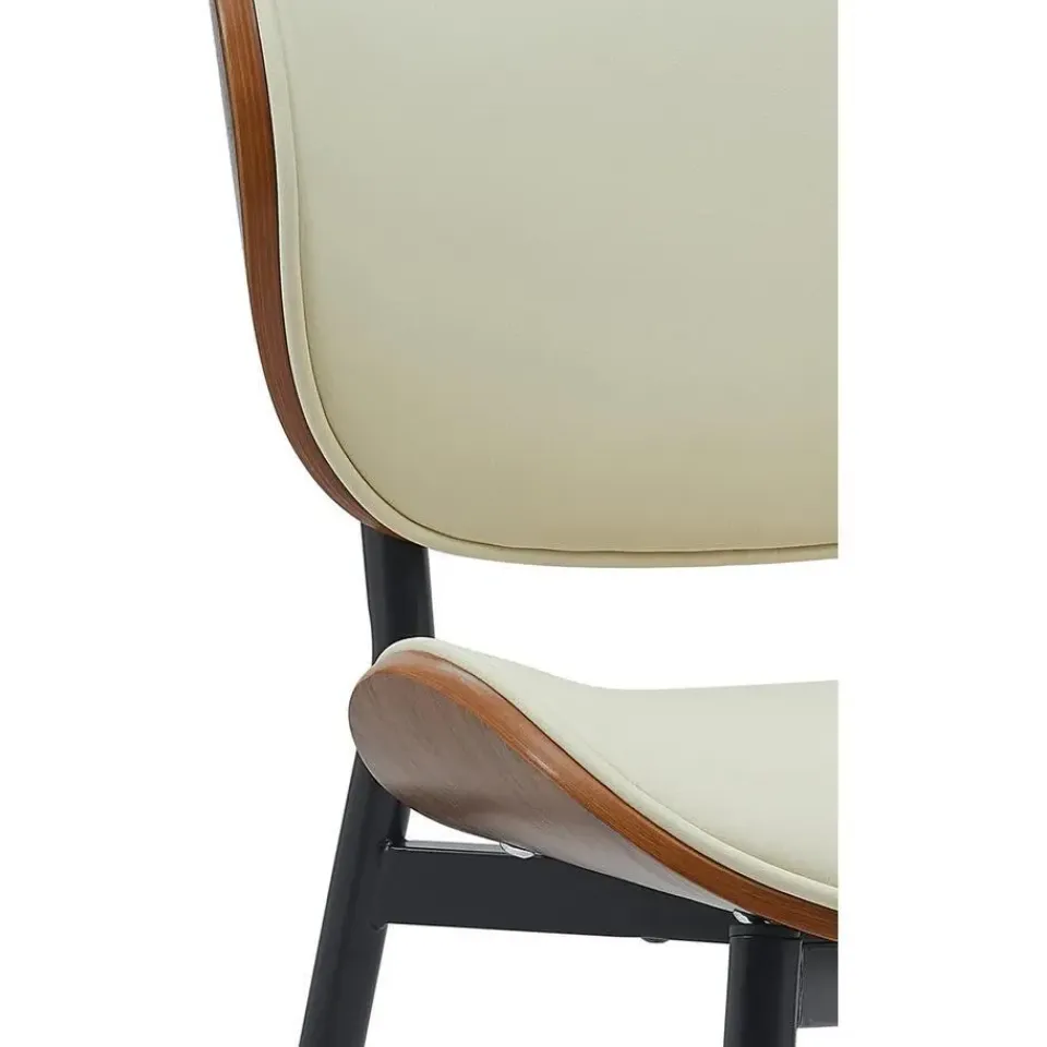 CLP Set van 2 Eetkamerstoel Enid Kunstleer - walnoot/creme Best