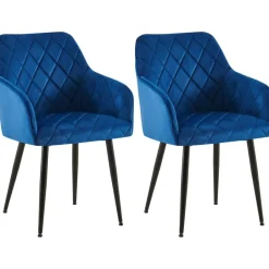 CLP Set van 2 Eetkamerstoel Monett zwart Frame - Fluweel - donkerblauw Online