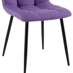 CLP Set van 4 Eetkamerstoel Antibes zwart Frame - Stof - Paars New