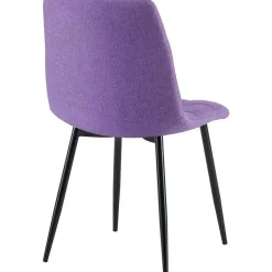 CLP Set van 4 Eetkamerstoel Antibes zwart Frame - Stof - Paars New