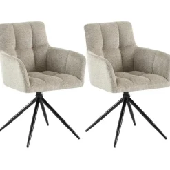 CLP Set van 2 Eetkamerstoel Jonah zwart Frame - Stof - taupe Outlet