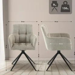 CLP Set van 2 Eetkamerstoel Jonah zwart Frame - Stof - taupe Outlet