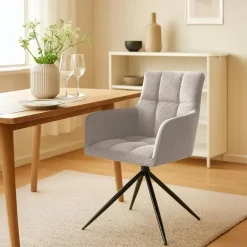 CLP Set van 2 Eetkamerstoel Jonah zwart Frame - Stof - taupe Outlet