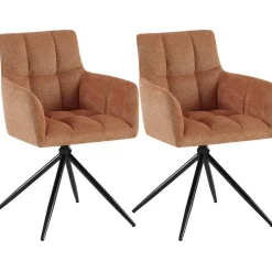 CLP Set van 2 Eetkamerstoel Jonah zwart Frame - Stof - oranje Sale