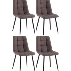 CLP Set van 4 Eetkamerstoel Antibes zwart Frame - Stof - bruin Sale