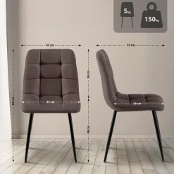 CLP Set van 4 Eetkamerstoel Antibes zwart Frame - Stof - bruin Sale