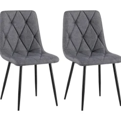 CLP Set van 2 Eetkamerstoel Clairton zwart Frame - Stof - donkergrijs Discount