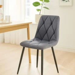 CLP Set van 2 Eetkamerstoel Clairton zwart Frame - Stof - donkergrijs Discount