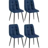 CLP Set van 4 Eetkamerstoel Antibes zwart Frame - Stof - blauw Sale