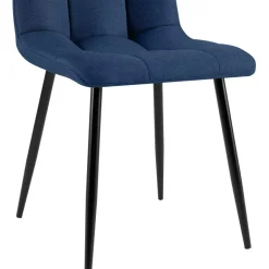 CLP Set van 4 Eetkamerstoel Antibes zwart Frame - Stof - blauw Sale