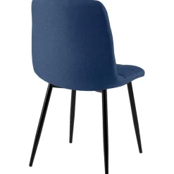 CLP Set van 4 Eetkamerstoel Antibes zwart Frame - Stof - blauw Sale