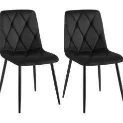 CLP Set van 2 Eetkamerstoel Clairton zwart Frame - Fluweel - zwart Hot