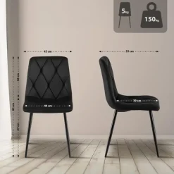 CLP Set van 2 Eetkamerstoel Clairton zwart Frame - Fluweel - zwart Hot