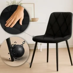 CLP Set van 2 Eetkamerstoel Clairton zwart Frame - Fluweel - zwart Hot