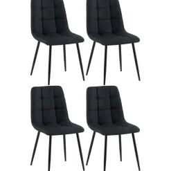 CLP Set van 4 Eetkamerstoel Antibes zwart Frame - Stof - zwart Online