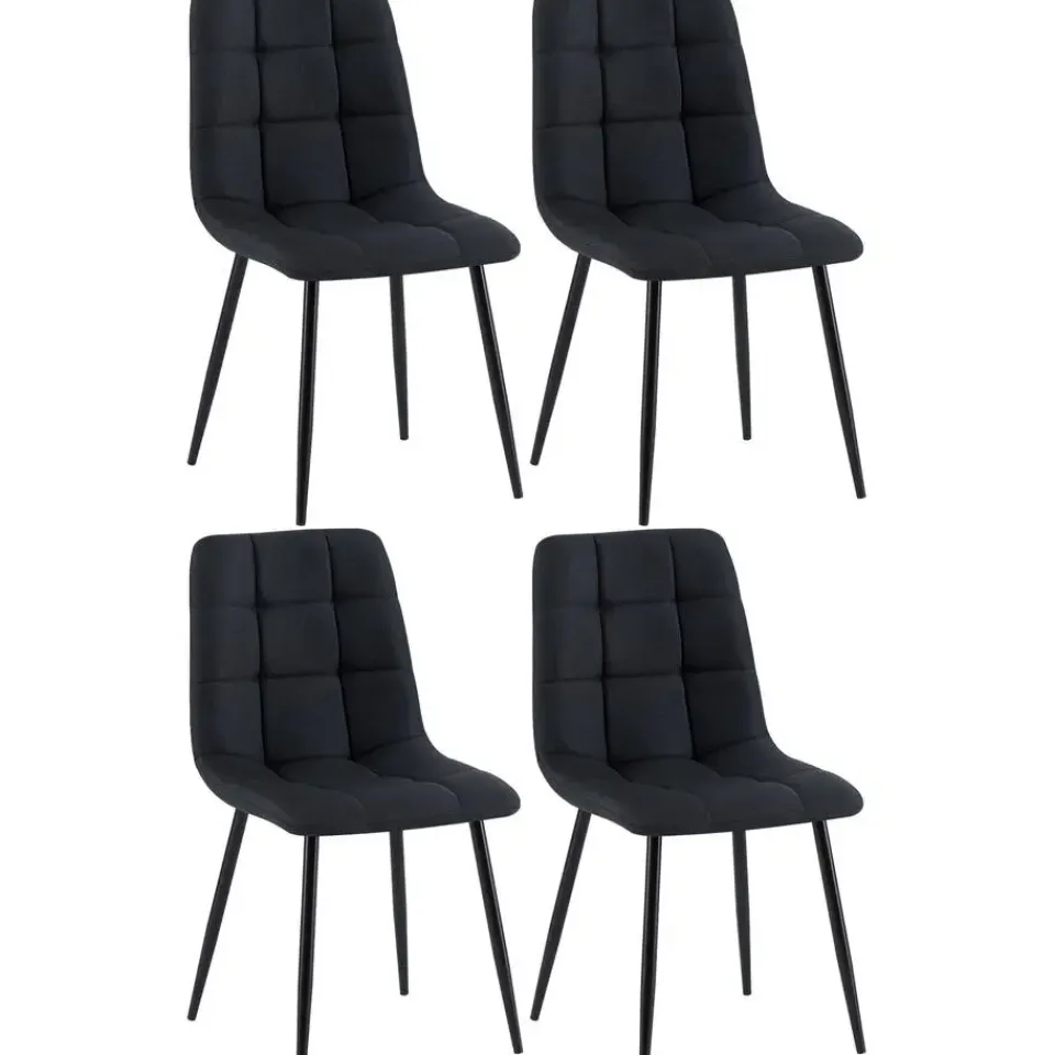 CLP Set van 4 Eetkamerstoel Antibes zwart Frame - Stof - zwart Online