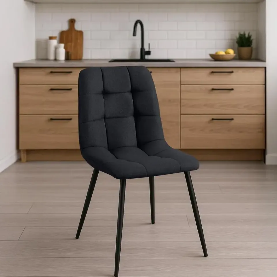 CLP Set van 4 Eetkamerstoel Antibes zwart Frame - Stof - zwart Online