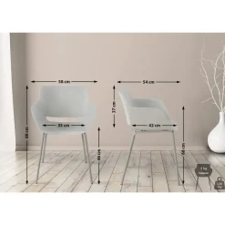 CLP Set van 2 Eetkamerstoel Alpena Kunststof - licht grijs