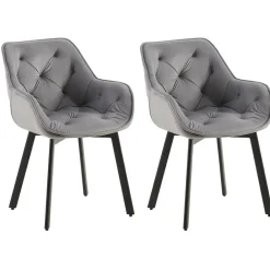 CLP Set van 2 Eetkamerstoel Antigo zwart Frame - Fluweel - donkergrijs Discount