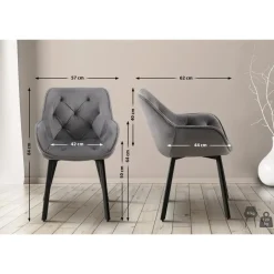 CLP Set van 2 Eetkamerstoel Antigo zwart Frame - Fluweel - donkergrijs Discount