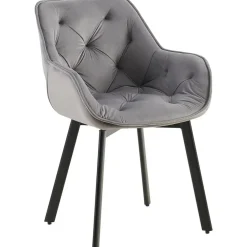 CLP Set van 2 Eetkamerstoel Antigo zwart Frame - Fluweel - donkergrijs Discount