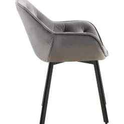 CLP Set van 2 Eetkamerstoel Antigo zwart Frame - Fluweel - donkergrijs Discount