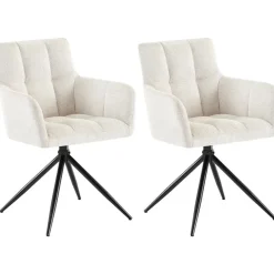 CLP Set van 2 Eetkamerstoel Jonah zwart Frame - Stof - creme Best