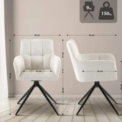 CLP Set van 2 Eetkamerstoel Jonah zwart Frame - Stof - creme Best