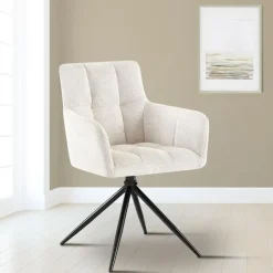 CLP Set van 2 Eetkamerstoel Jonah zwart Frame - Stof - creme Best