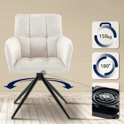 CLP Set van 2 Eetkamerstoel Jonah zwart Frame - Stof - creme Best