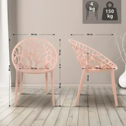 CLP Set van 2 Tuinstoel Hope Kunststof - roze Hot