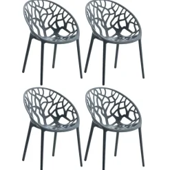 CLP Set van 4 Tuinstoel Hope Kunststof - antraciet Clearance