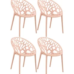 CLP Set van 4 Tuinstoel Hope Kunststof - roze Clearance