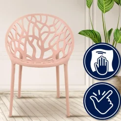 CLP Set van 4 Tuinstoel Hope Kunststof - roze Clearance