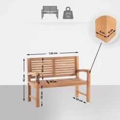 CLP Teakbank Teakbank 120 cm mit Abdeckhaube 120 cm Discount