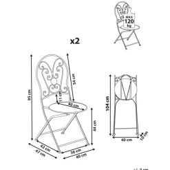 Leen Bakker COGGIA - Set van 2 tuinstoelen - Lichtbeige - IJzer Clearance