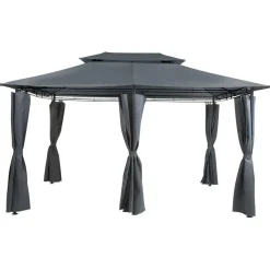 Beliani COLOS - Tuinpaviljoen - Grijs - Staal Discount