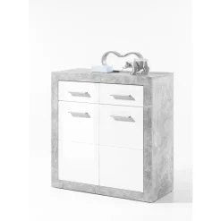 Emob Commode Inga 82 cm met 2 deuren & 2 lades - beton/wit Best