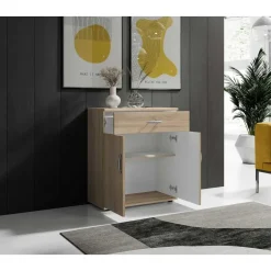 Emob Commode Viviane 60cm met 2 deuren- 1 lade - eik Outlet