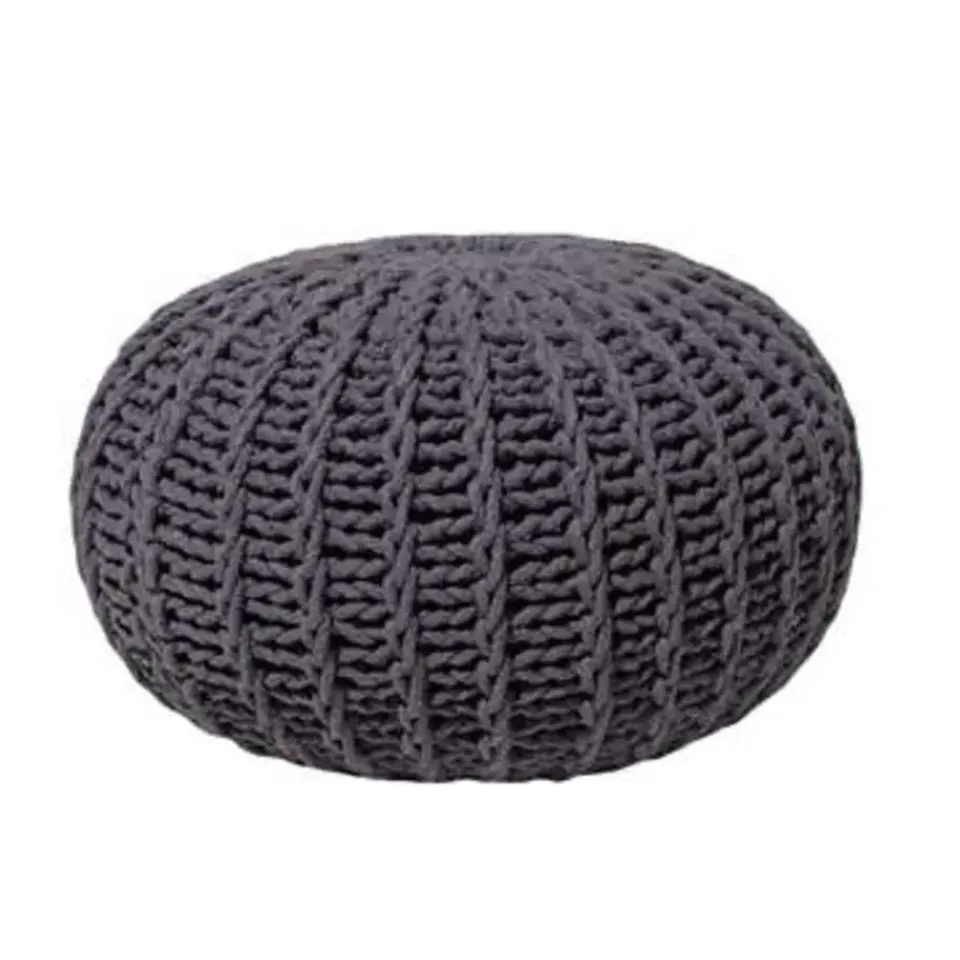 Beliani CONRAD - Poef - Donkergrijs - 50 cm - Katoen Clearance