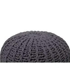 Beliani CONRAD - Poef - Donkergrijs - 50 cm - Katoen Clearance
