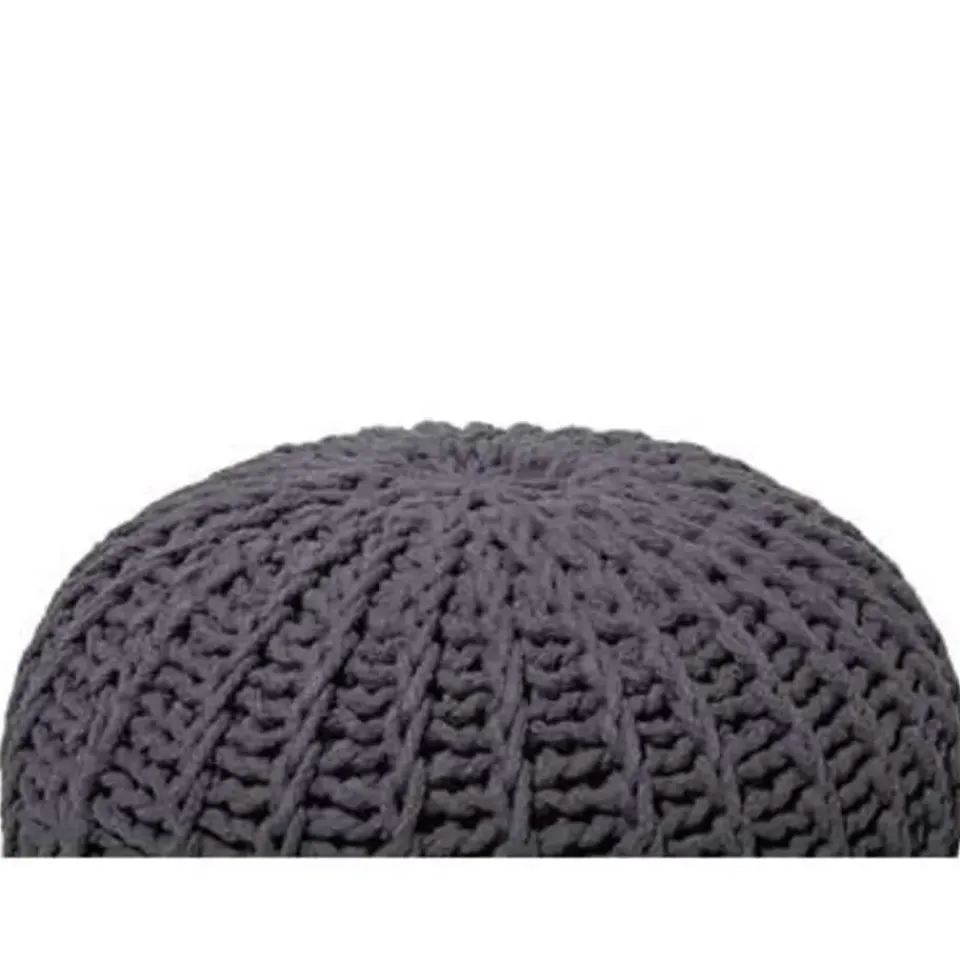 Beliani CONRAD - Poef - Donkergrijs - 50 cm - Katoen Clearance