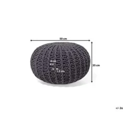 Beliani CONRAD - Poef - Donkergrijs - 50 cm - Katoen Clearance