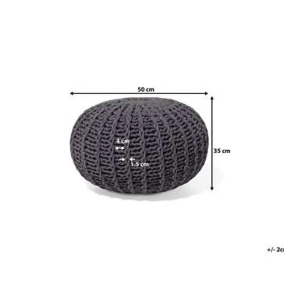 Beliani CONRAD - Poef - Donkergrijs - 50 cm - Katoen Clearance
