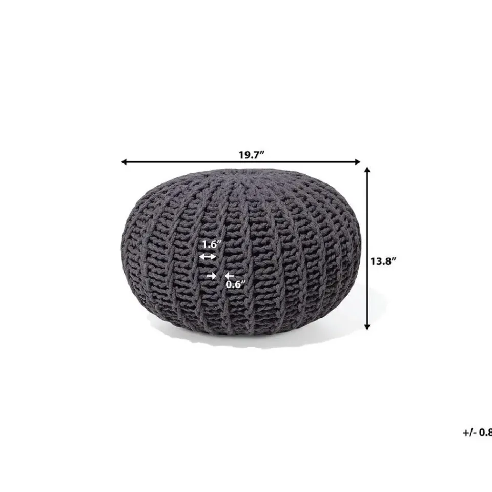 Beliani CONRAD - Poef - Donkergrijs - 50 cm - Katoen Clearance