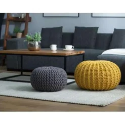 Beliani CONRAD S - Poef - Donkergrijs - 40 cm - Katoen Clearance