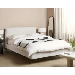 Beliani CORIO - Tweepersoonsbed - Wit - 140 x 200 cm - Bouclé Outlet